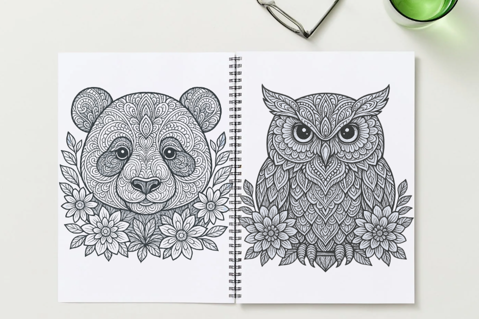 MANDALA ANIMALS COLORING PAGES/BOOK