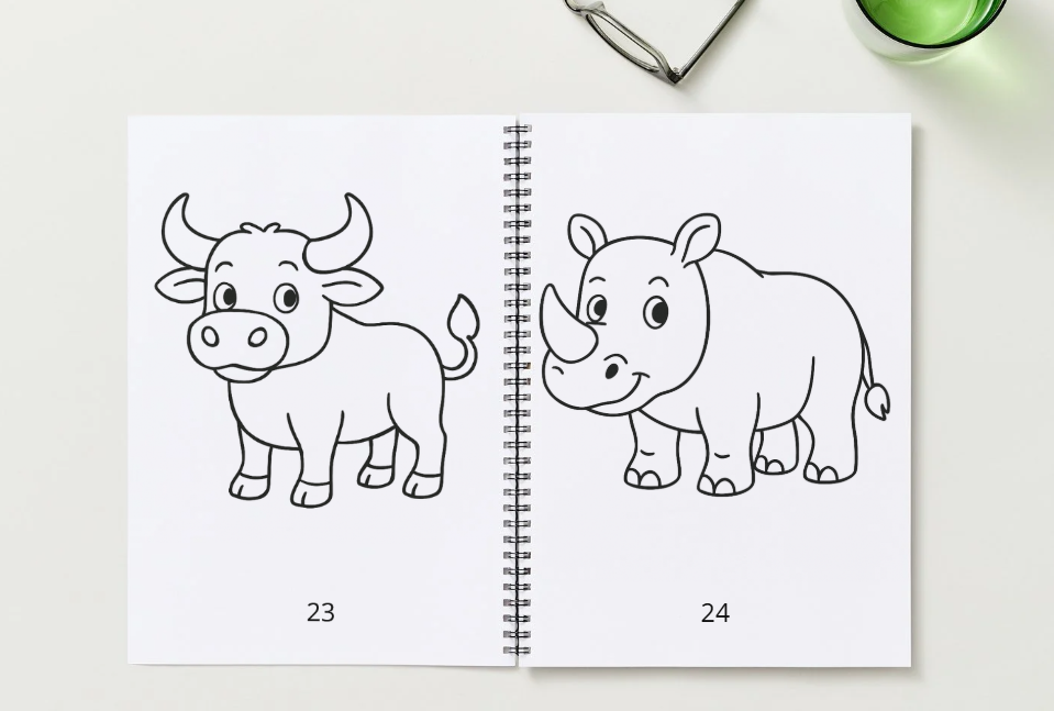 HAPPY ANIMALS COLORING BOOK
