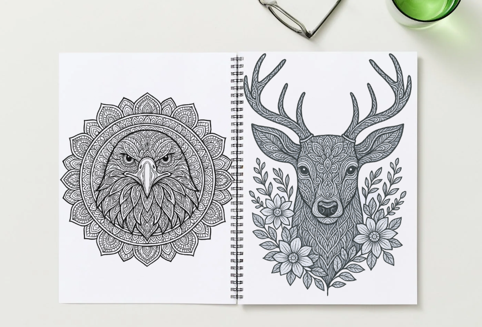 MANDALA ANIMALS COLORING PAGES/BOOK